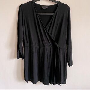 J.JILL Wearever Collection Black Faux Wrap V-Neck Top